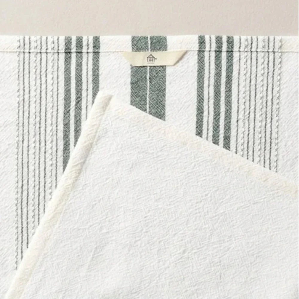Hearth & Hand Magnolia Flour Sack Kitchen‎ Towel Dishtowel Green & Cream Stripes
